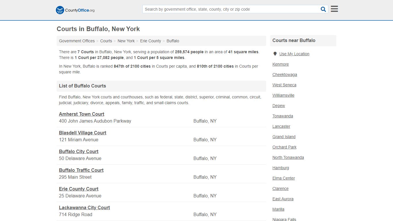 Courts - Buffalo, NY (Court Records & Calendars) - County Office