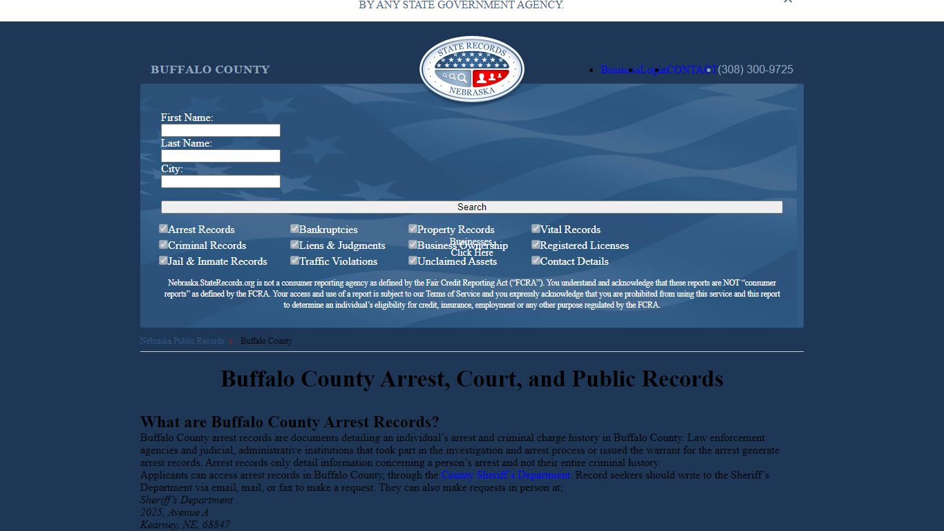 Buffalo County Arrest, Court, and Public Records